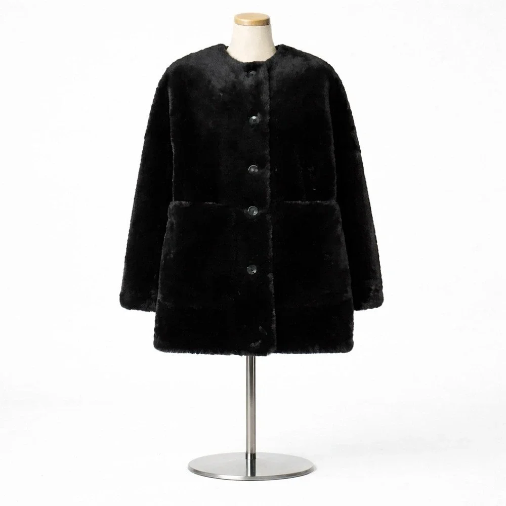 Proenza Schouler Penelope Faux Fur Coat White Label Women's Size Medium Black - Picture 1 of 9